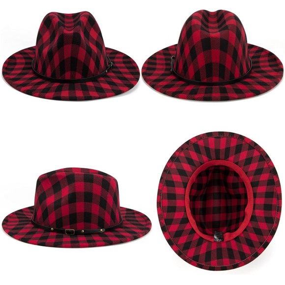 - - Womens fedora hat Buffalo plaid - Picture 3 of 3